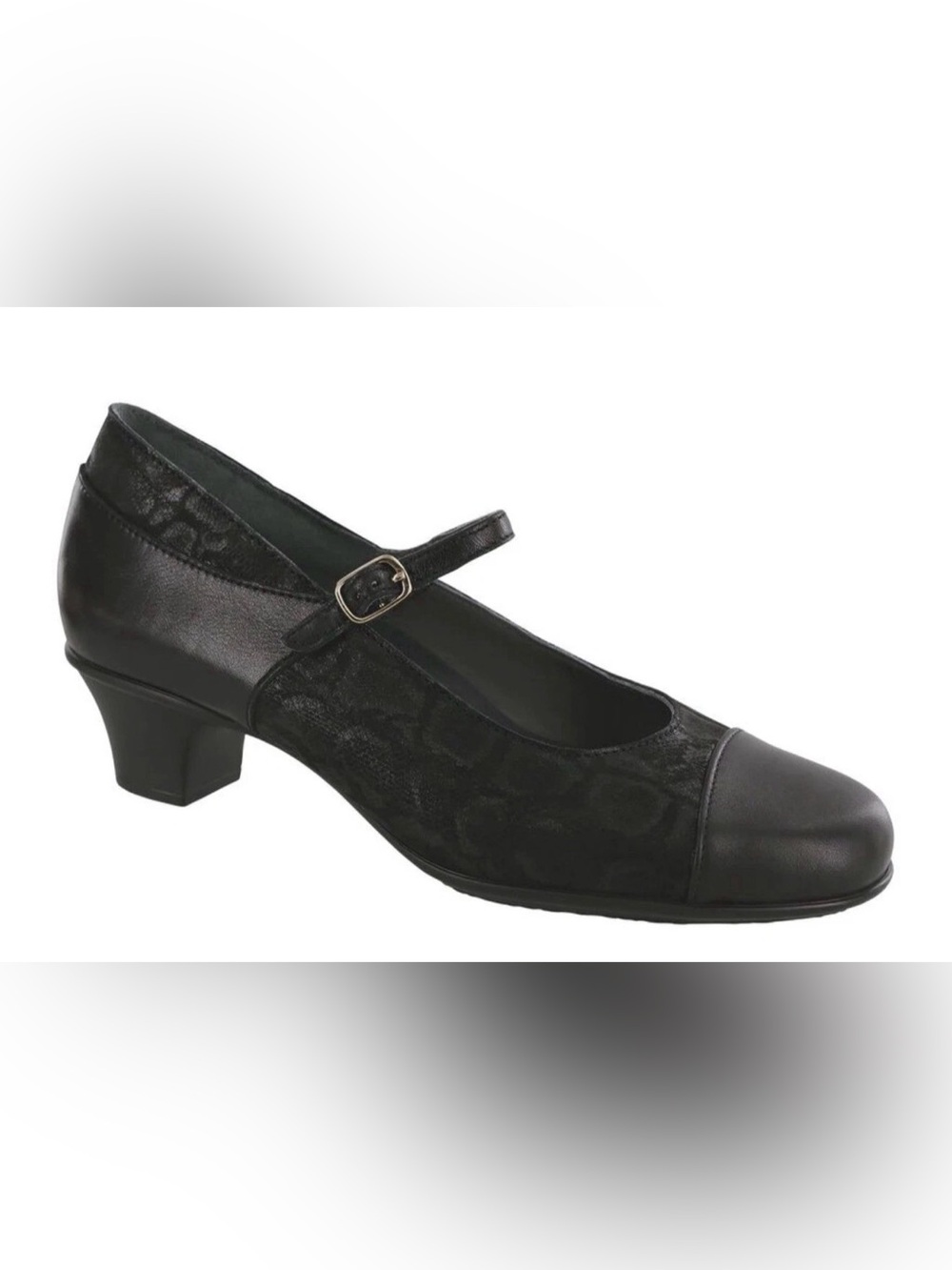 SAS Womens Isabel Mary Jane Pumps Black Snake Leather Comfort size 6.5